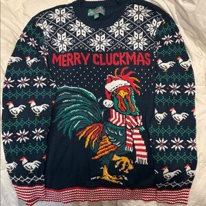 Ugly Christmas Sweater - Merry Cluckmas Rooster Design